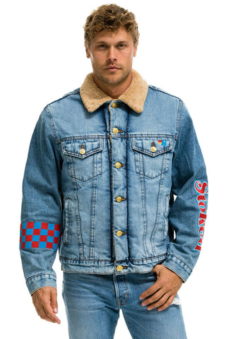 STOKED BOLT SMILEY RANCH SHERPA DENIM JACKET- SUPER LIGHT Denim Jacket Aviator Nation