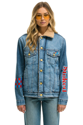 STOKED BOLT SMILEY RANCH SHERPA DENIM JACKET- SUPER LIGHT Denim Jacket Aviator Nation