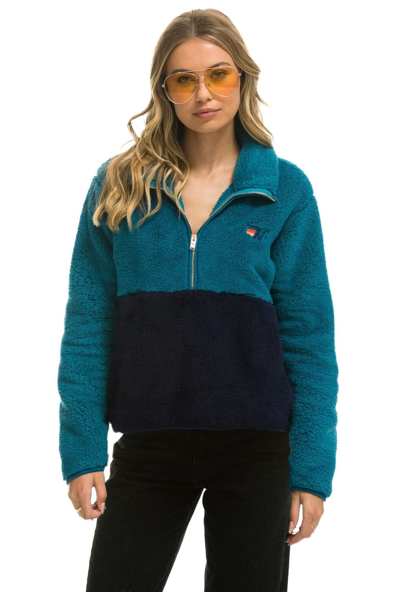 TEDDY APRES HALF ZIP COLOR BLOCK JACKET - CAPRI Women's Outerwear Aviator Nation