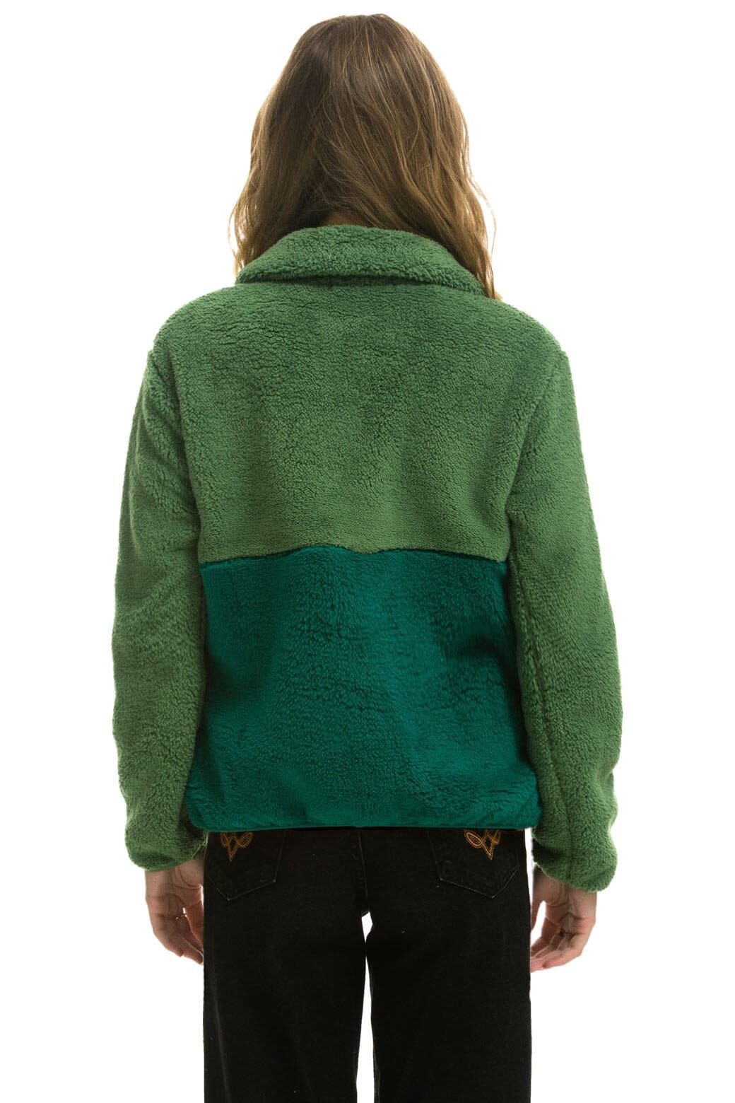 TEDDY APRES HALF ZIP COLOR BLOCK JACKET - GARDEN GREEN Women's Outerwear Aviator Nation