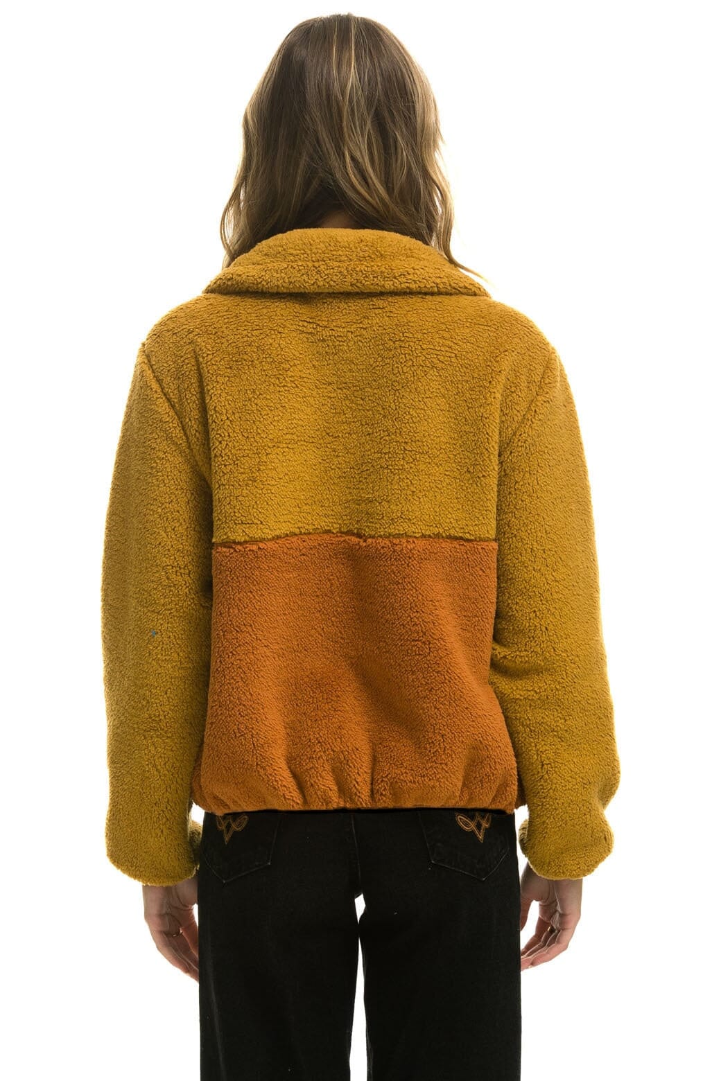 TEDDY APRES HALF ZIP COLOR BLOCK JACKET - HONEY Women's Outerwear Aviator Nation