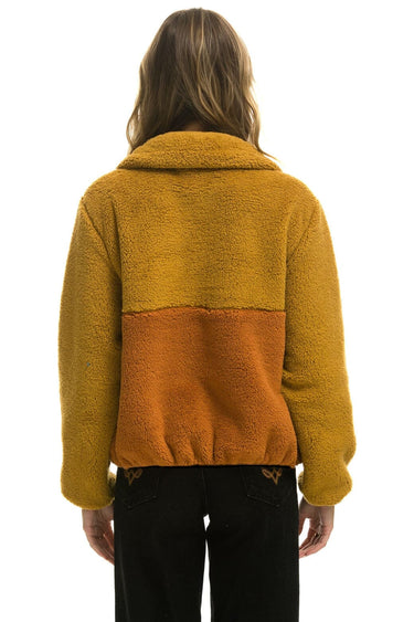 TEDDY APRES HALF ZIP COLOR BLOCK JACKET - HONEY Women's Outerwear Aviator Nation