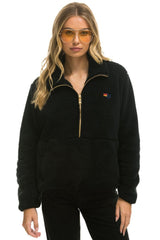 TEDDY APRES HALF ZIP JACKET - BLACK Women's Outerwear Aviator Nation