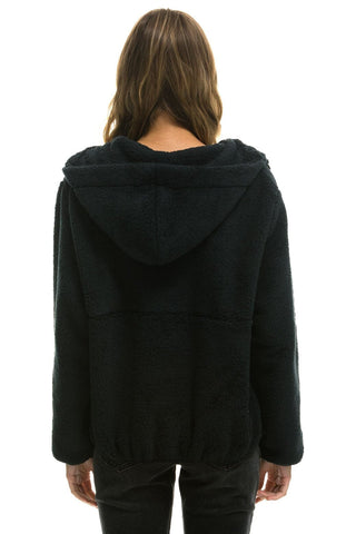 TEDDY APRES HOODED HALF ZIP JACKET - BLACK Women's Outerwear Aviator Nation