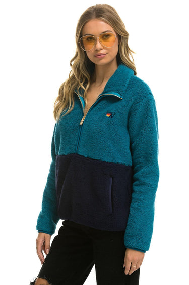 TEDDY UNISEX HALF ZIP COLOR BLOCK JACKET - CAPRI Unisex Outerwear Aviator Nation