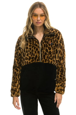 TEDDY UNISEX HALF ZIP COLOR BLOCK JACKET - CHEETAH Unisex Outerwear Aviator Nation