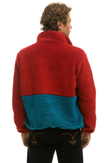 TEDDY UNISEX HALF ZIP COLOR BLOCK JACKET - CHERRY Jacket Aviator Nation