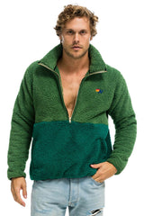TEDDY UNISEX HALF ZIP COLOR BLOCK JACKET - GARDEN GREEN Jacket Aviator Nation