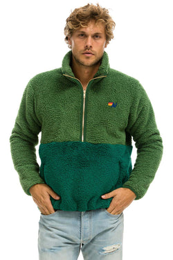 TEDDY UNISEX HALF ZIP COLOR BLOCK JACKET - GARDEN GREEN Jacket Aviator Nation