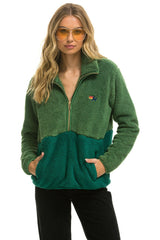 TEDDY UNISEX HALF ZIP COLOR BLOCK JACKET - GARDEN GREEN Unisex Outerwear Aviator Nation