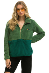 TEDDY UNISEX HALF ZIP COLOR BLOCK JACKET - GARDEN GREEN Unisex Outerwear Aviator Nation