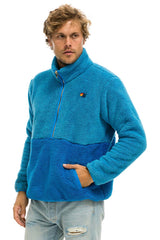 TEDDY UNISEX HALF ZIP COLOR BLOCK JACKET - OCEAN Jacket Aviator Nation