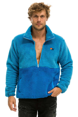 TEDDY UNISEX HALF ZIP COLOR BLOCK JACKET - OCEAN Jacket Aviator Nation