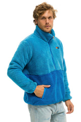 TEDDY UNISEX HALF ZIP COLOR BLOCK JACKET - OCEAN Jacket Aviator Nation