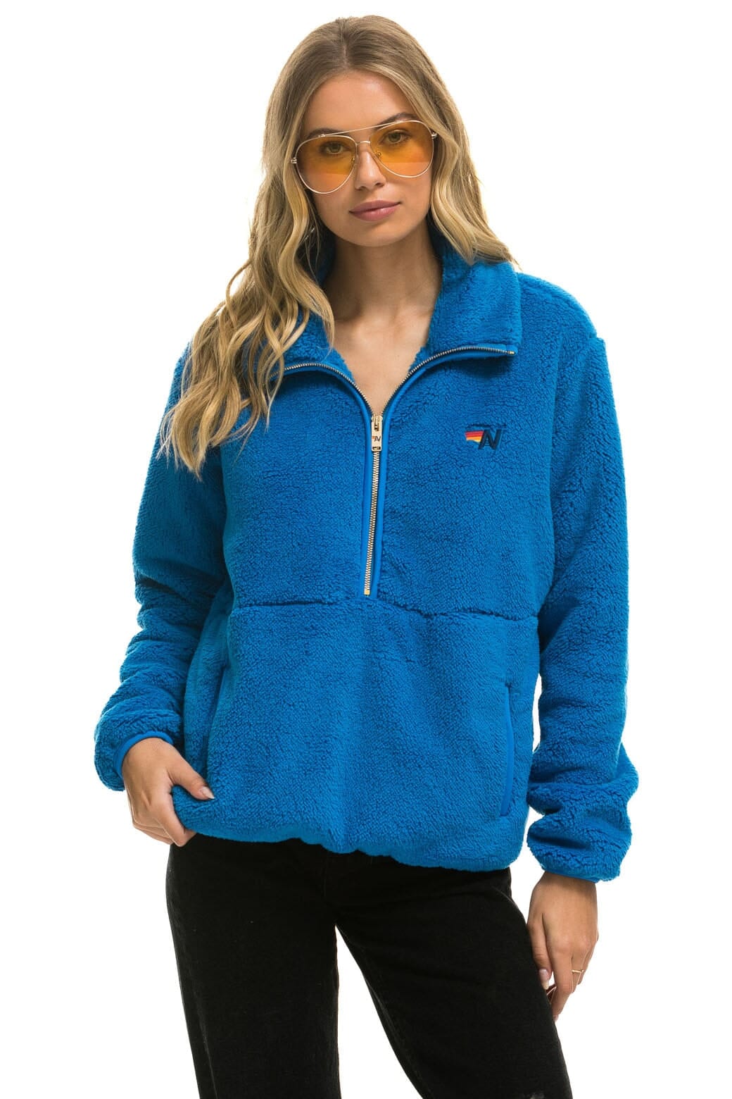 TEDDY UNISEX HALF ZIP JACKET - BLUE CINA Unisex Outerwear Aviator Nation