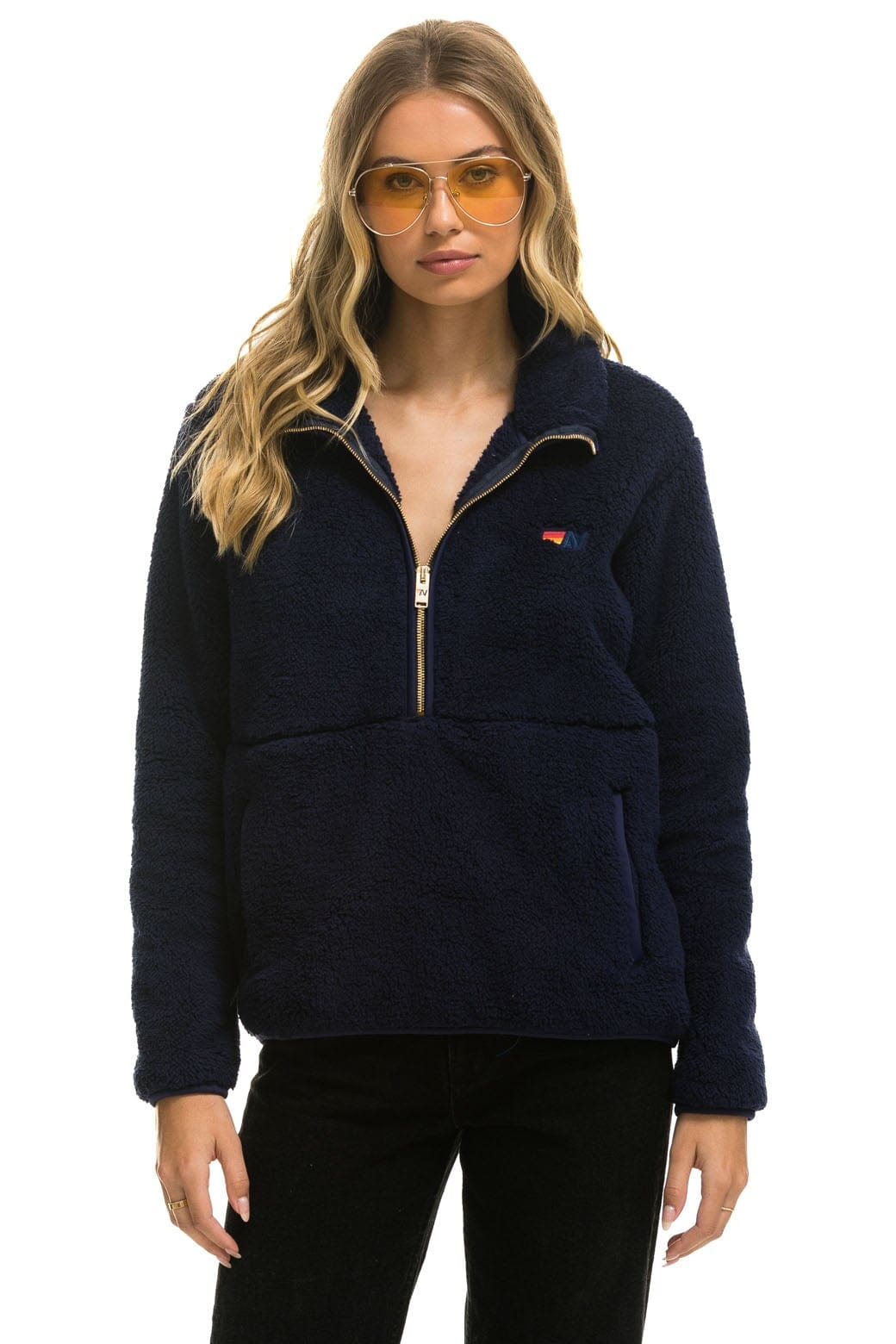 TEDDY UNISEX HALF ZIP JACKET - NAVY Unisex Outerwear Aviator Nation