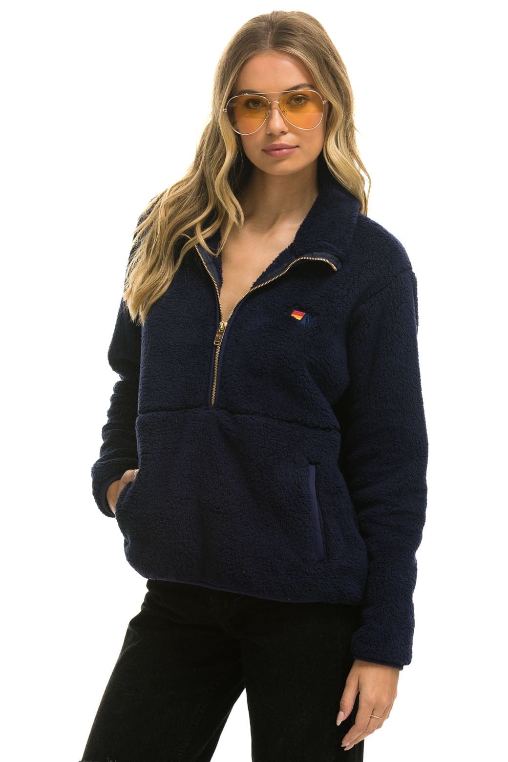 TEDDY UNISEX HALF ZIP JACKET - NAVY Unisex Outerwear Aviator Nation