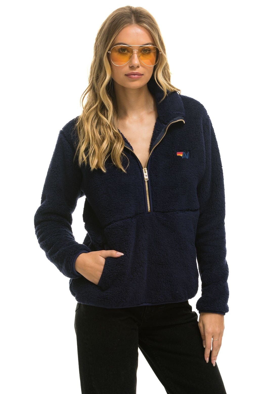 TEDDY UNISEX HALF ZIP JACKET - NAVY Unisex Outerwear Aviator Nation