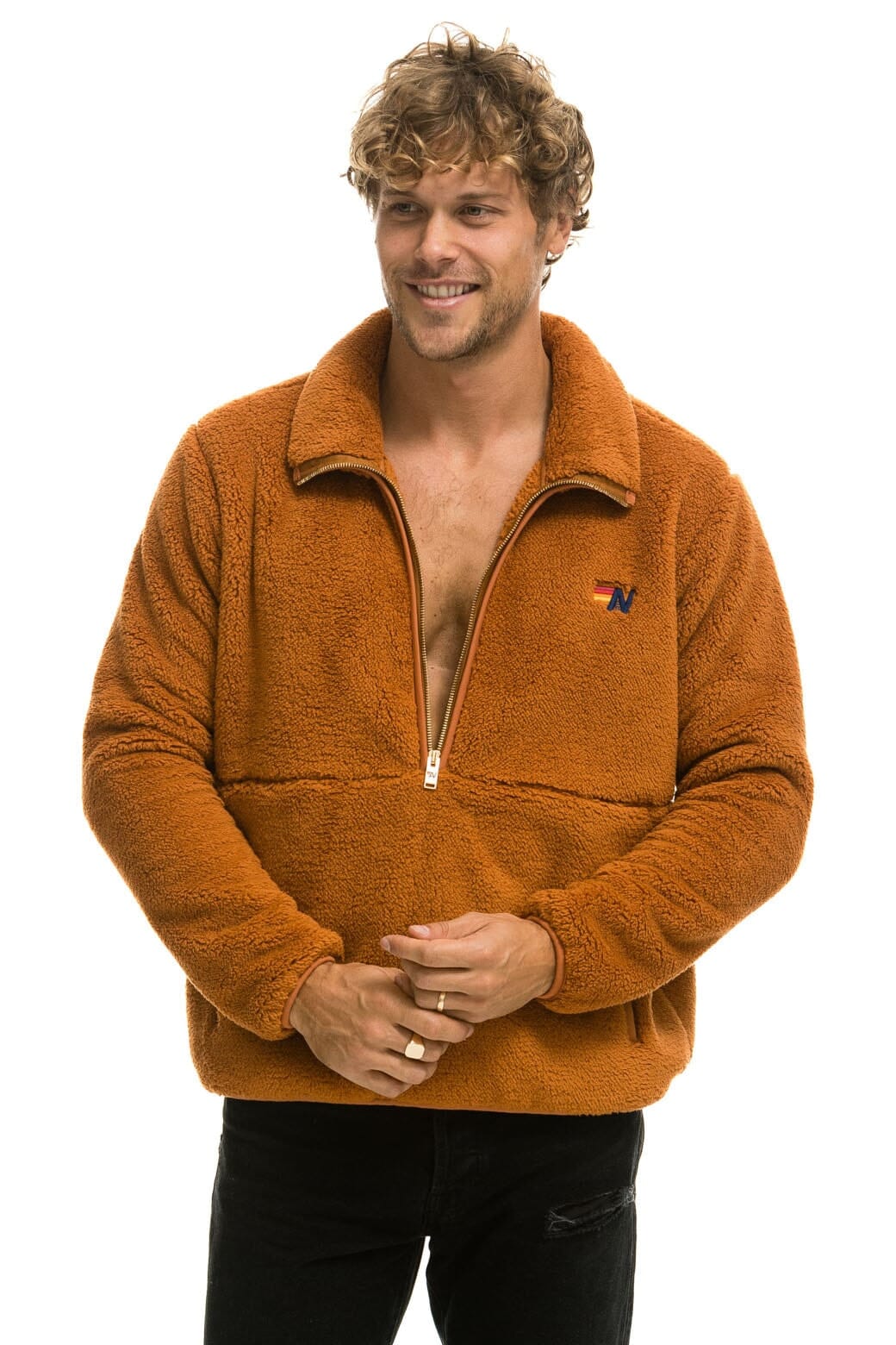 TEDDY UNISEX HALF ZIP JACKET - WHISKEY Unisex Outerwear Aviator Nation