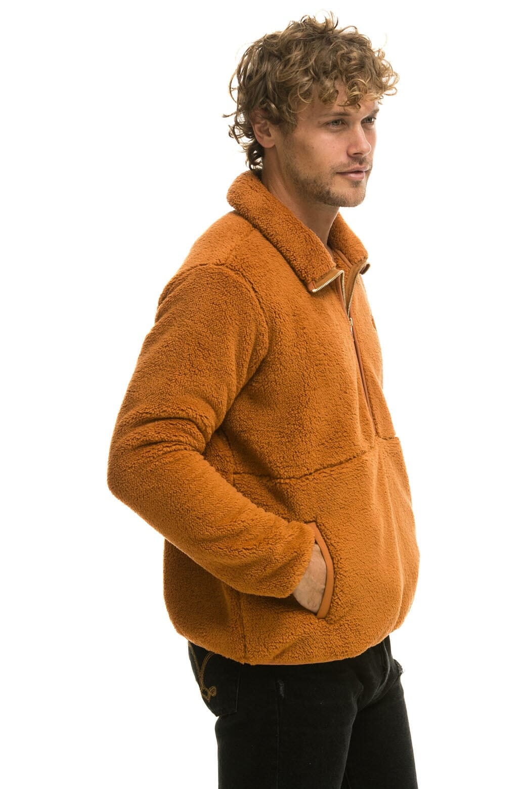 TEDDY UNISEX HALF ZIP JACKET - WHISKEY Unisex Outerwear Aviator Nation