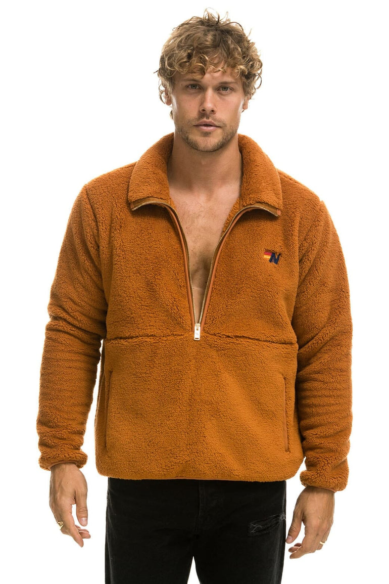 TEDDY UNISEX HALF ZIP JACKET - WHISKEY Unisex Outerwear Aviator Nation