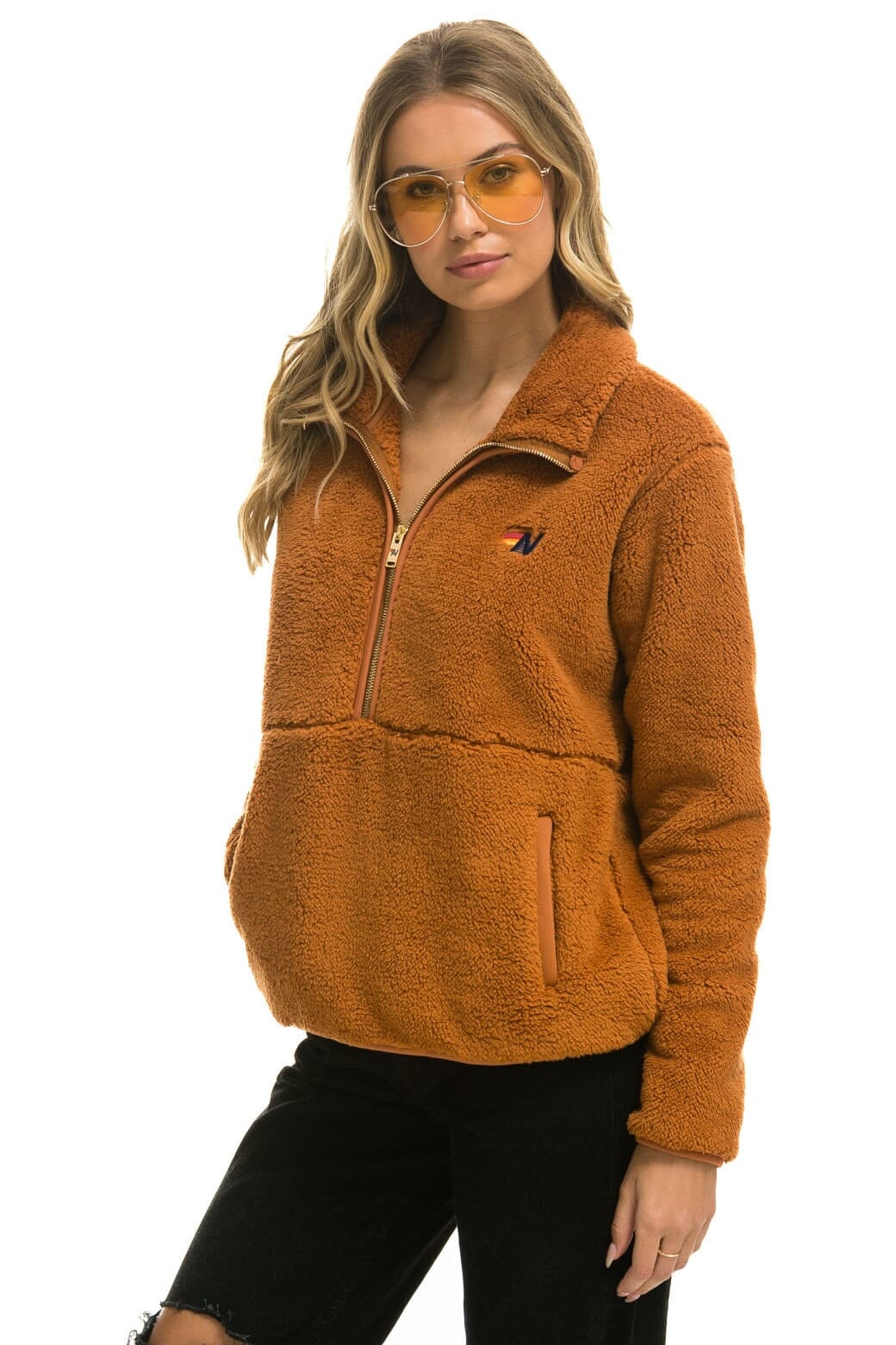 TEDDY UNISEX HALF ZIP JACKET - WHISKEY Unisex Outerwear Aviator Nation