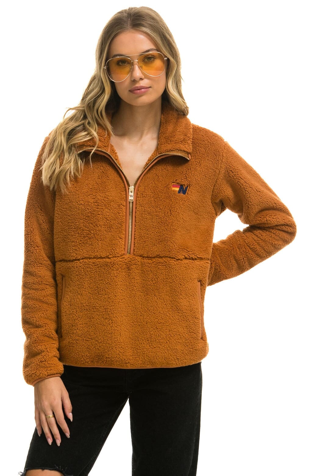 TEDDY UNISEX HALF ZIP JACKET - WHISKEY Unisex Outerwear Aviator Nation