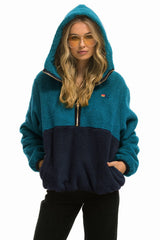 TEDDY UNISEX HOODED HALF ZIP COLOR BLOCK JACKET - CAPRI Unisex Outerwear Aviator Nation