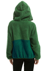 TEDDY UNISEX HOODED HALF ZIP COLOR BLOCK JACKET - GARDEN GREEN Unisex Outerwear Aviator Nation