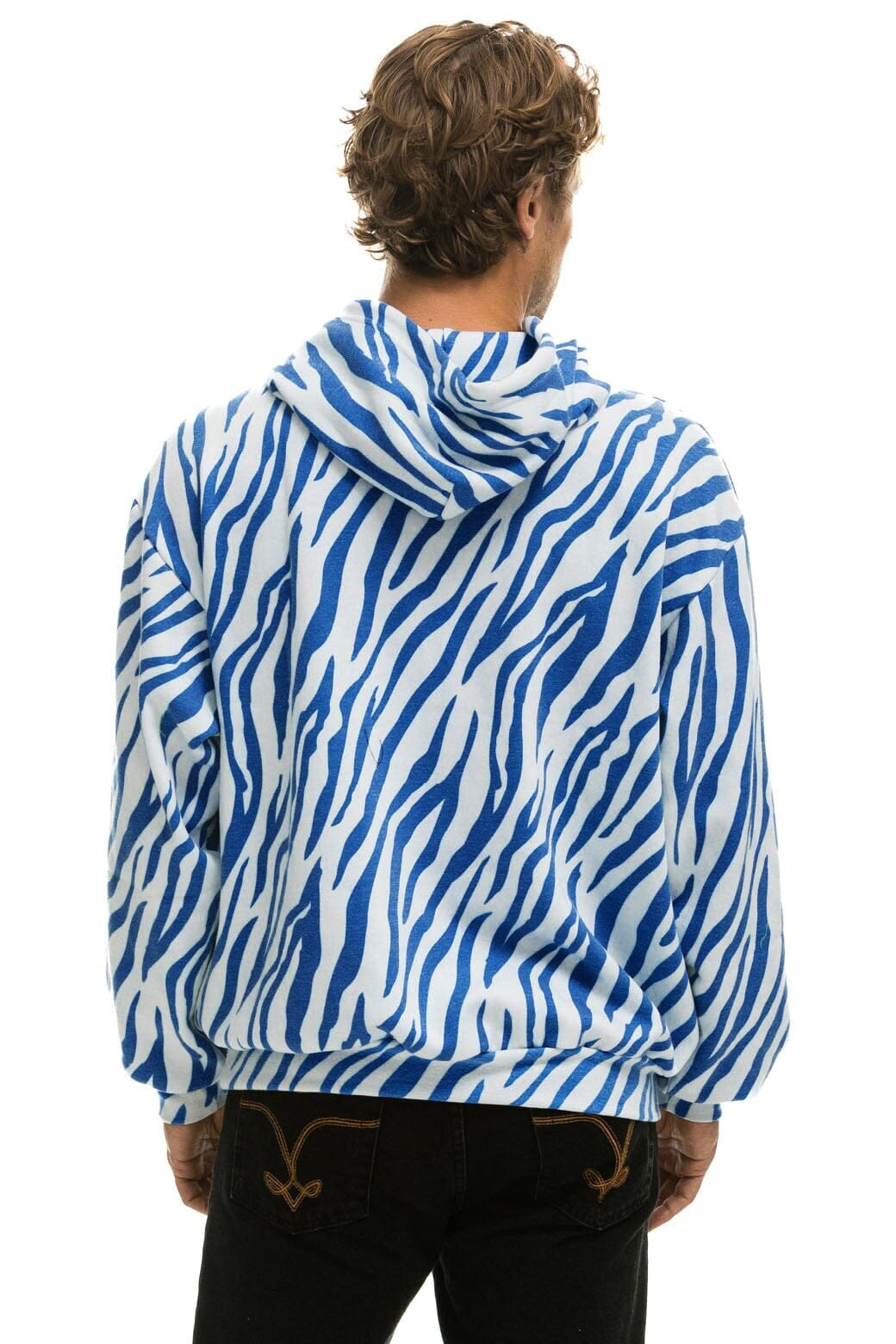TIGER RELAXED PULLOVER HOODIE WITH ZIPPER POCKETS - BLUE TIGER Hoodie Aviator Nation