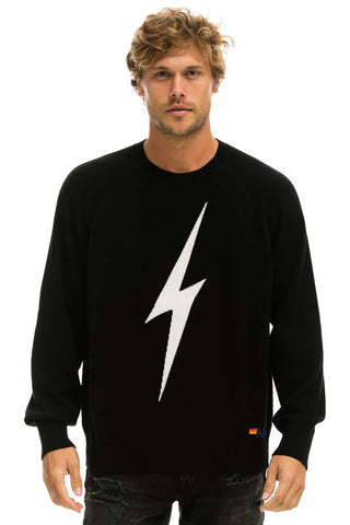 UNISEX BOLT CASHMERE LIGHT SWEATER - BLACK // WHITE BOLT Sweatshirt Aviator Nation