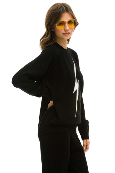 UNISEX BOLT CASHMERE LIGHT SWEATER - BLACK // WHITE BOLT Sweatshirt Aviator Nation