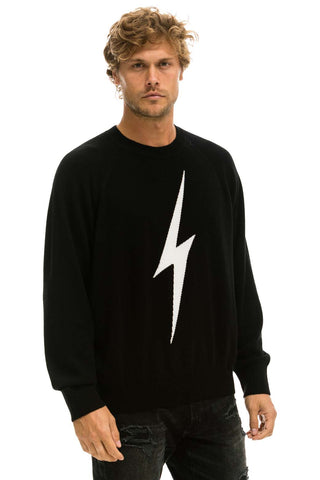 UNISEX BOLT CASHMERE LIGHT SWEATER - BLACK // WHITE BOLT Sweatshirt Aviator Nation
