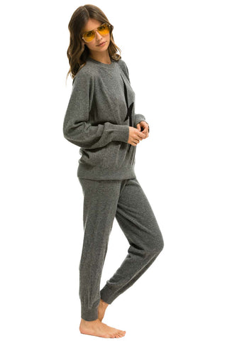 UNISEX BOLT CASHMERE LIGHT SWEATER - DEEP HEATHER // BLACK BOLT Sweatshirt Aviator Nation