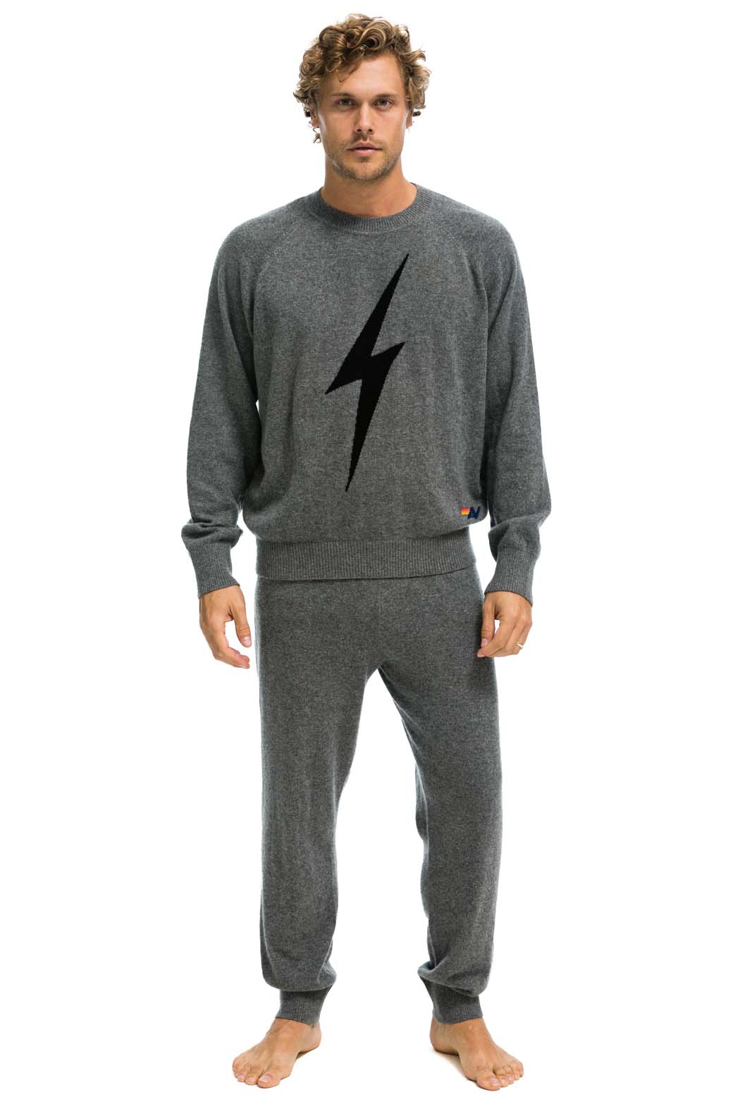 UNISEX BOLT CASHMERE LIGHT SWEATER - DEEP HEATHER // BLACK BOLT Sweatshirt Aviator Nation