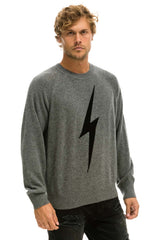 UNISEX BOLT CASHMERE LIGHT SWEATER - DEEP HEATHER // BLACK BOLT Sweatshirt Aviator Nation