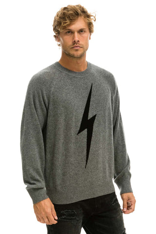 UNISEX BOLT CASHMERE LIGHT SWEATER - DEEP HEATHER // BLACK BOLT Sweatshirt Aviator Nation