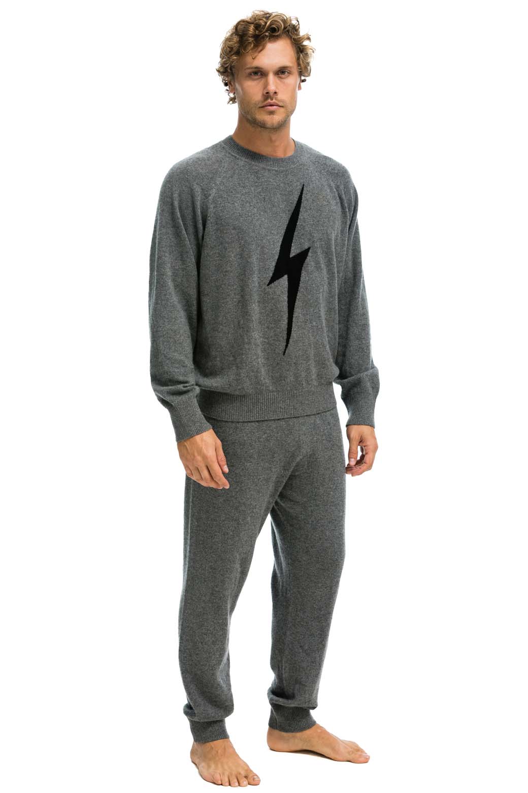 UNISEX BOLT CASHMERE LIGHT SWEATER - DEEP HEATHER // BLACK BOLT Sweatshirt Aviator Nation
