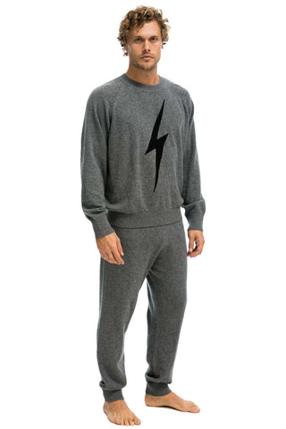 UNISEX BOLT CASHMERE LIGHT SWEATER - DEEP HEATHER // BLACK BOLT Sweatshirt Aviator Nation