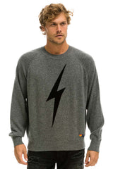 UNISEX BOLT CASHMERE LIGHT SWEATER - DEEP HEATHER // BLACK BOLT Sweatshirt Aviator Nation