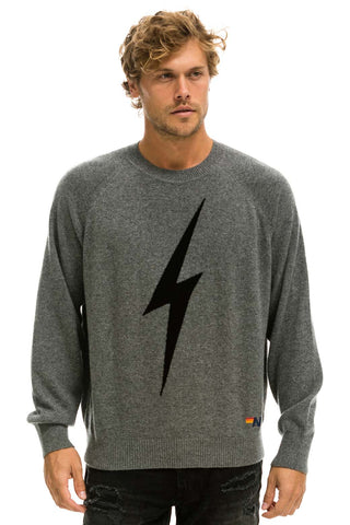 UNISEX BOLT CASHMERE LIGHT SWEATER - DEEP HEATHER // BLACK BOLT Sweatshirt Aviator Nation