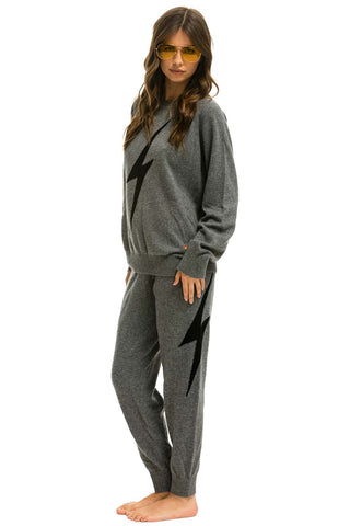 UNISEX BOLT CASHMERE LIGHT SWEATER - DEEP HEATHER // BLACK BOLT Sweatshirt Aviator Nation