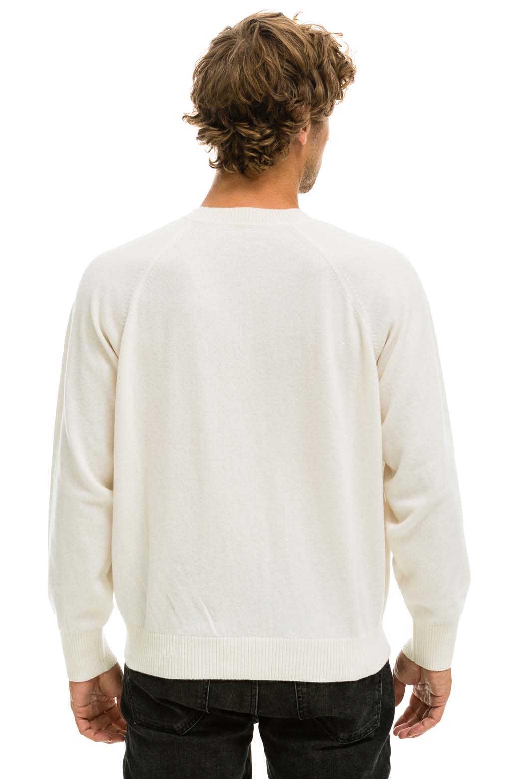 UNISEX BOLT CASHMERE LIGHT SWEATER - VINTAGE WHITE // BLACK BOLT Sweatshirt Aviator Nation