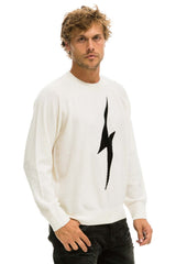 UNISEX BOLT CASHMERE LIGHT SWEATER - VINTAGE WHITE // BLACK BOLT Sweatshirt Aviator Nation