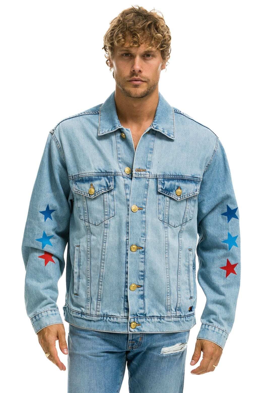 UNISEX OVERSIZED CONCERT 4 POCKET DENIM JACKET - SUPER LIGHT Denim Jacket Aviator Nation