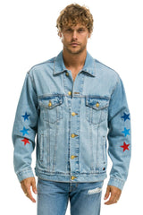 UNISEX OVERSIZED CONCERT 4 POCKET DENIM JACKET - SUPER LIGHT Denim Jacket Aviator Nation