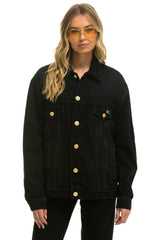 UNISEX OVERSIZED CONCERT 4 POCKET DENIM JACKET - VINTAGE BLACK Denim Jacket Aviator Nation