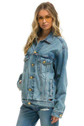 UNISEX OVERSIZED CONCERT 4 POCKET DENIM JACKET - VINTAGE Denim Jacket Aviator Nation