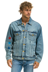 UNISEX OVERSIZED CONCERT 4 POCKET DENIM JACKET - VINTAGE Denim Jacket Aviator Nation