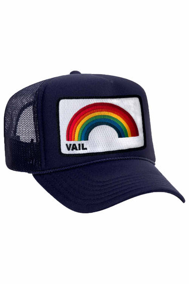 VAIL RAINBOW VINTAGE LOW RISE FOAM TRUCKER HAT Aviator Nation NAVY